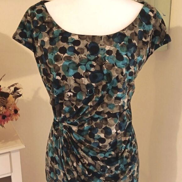 Connected Apparel Woman Soft Knit Dress.Bubbles. Draped Front. - Picture 2 of 11